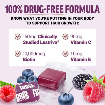 Force Factor Hair Growth Accelerator Soft Chews, Hair Growth Vitamins for Women and Men with Clinically Studied Lustriva and Biotin, Promotes Thicker, Fuller, Stronger Hair, Mixed Berry, 60 Soft Chews